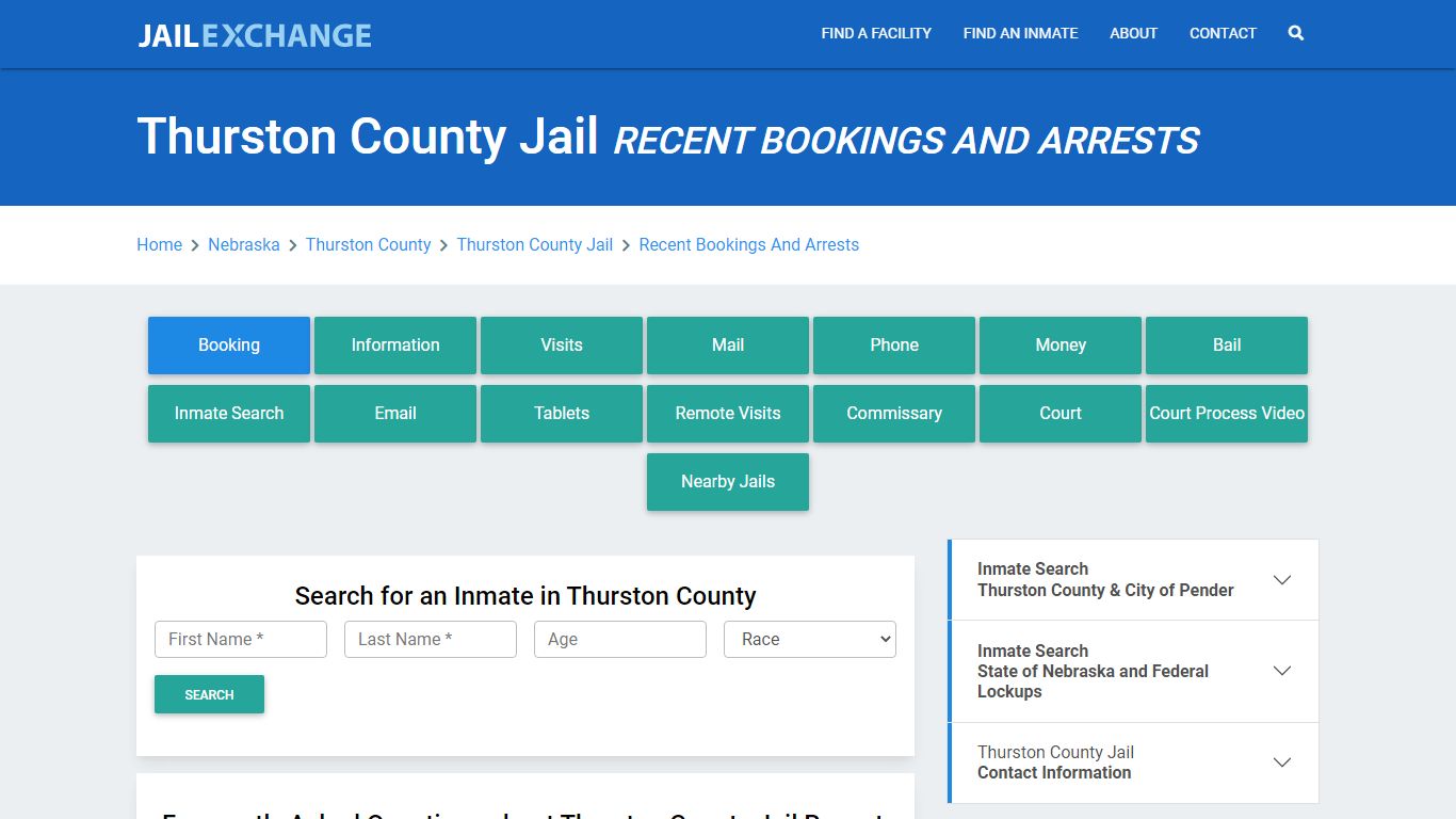 Thurston County Jail & Sheriff NE Recent Arrests and Bookings