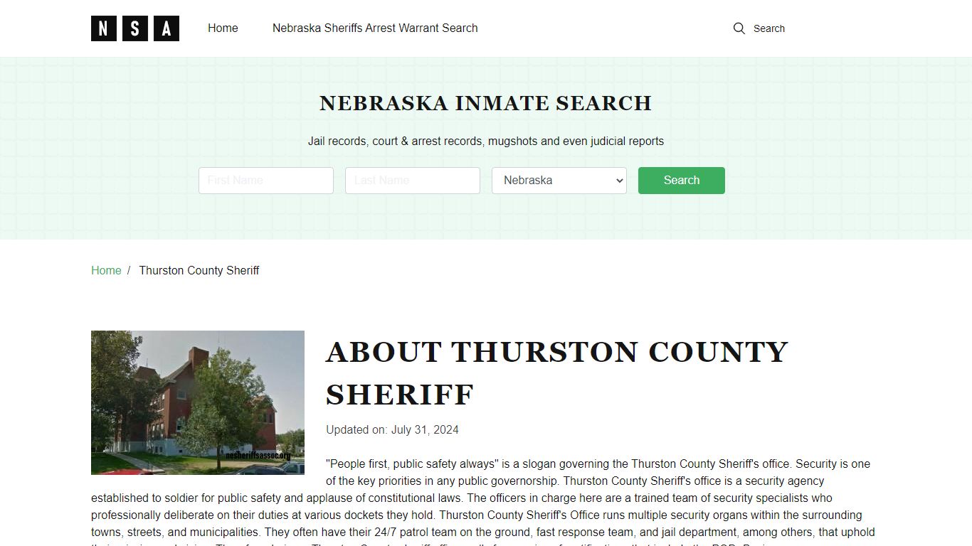 Thurston County Sheriff, Nebraska and County Jail Information